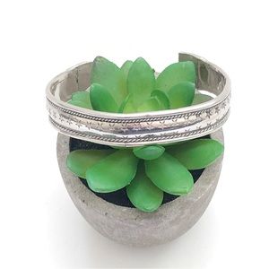 Hand Stamped Silver Cuff Bracelet